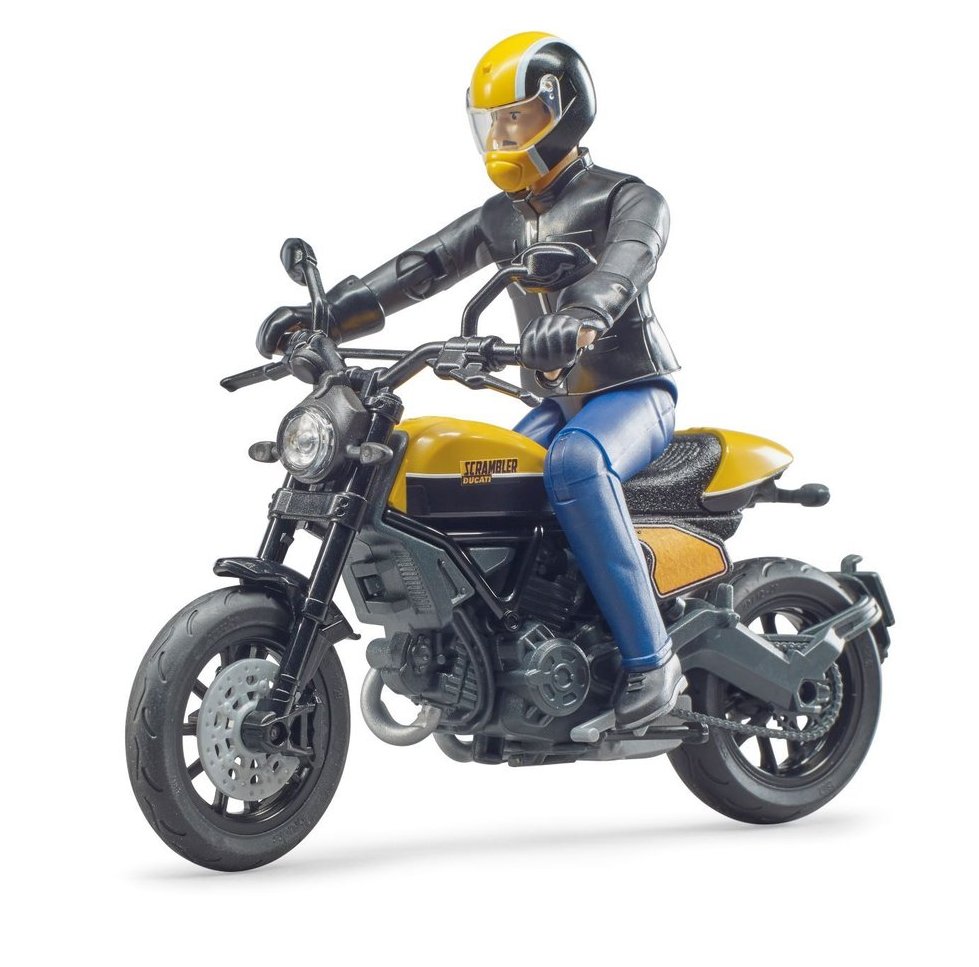 Motocicleta Ducati Scrambler cu figurina motociclist, Bruder 63053