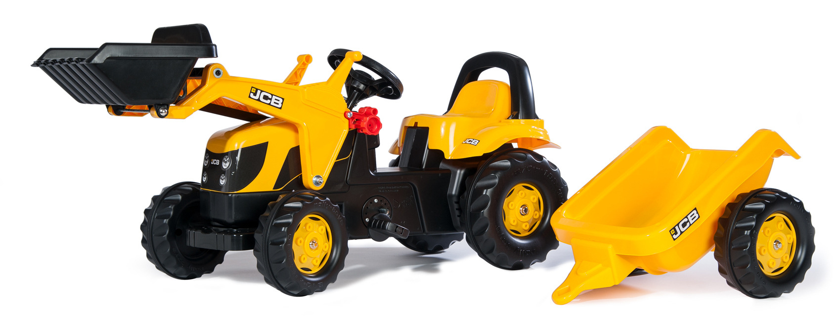 Tractor cu pedale Rolly Kid JCB cu incarcator frontal si remorca, Rolly Toys 023837