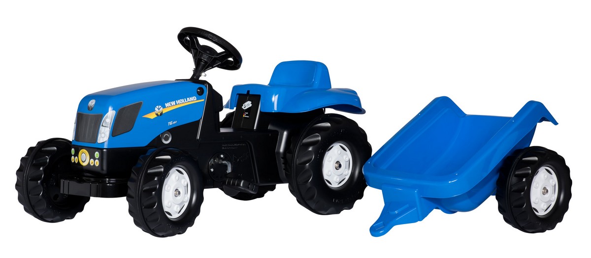 Tractor cu pedale Rolly Toys, New Holland T7040 cu remorca rollyKid