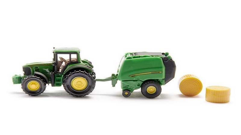 Tractor John Deere cu presa de balotat, Siku 1665