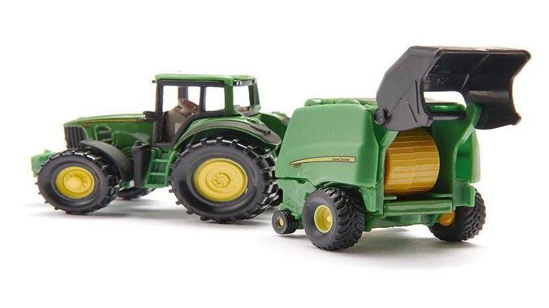 Tractor John Deere cu presa de balotat, Siku 1665