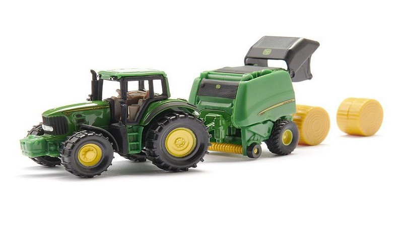 Tractor John Deere cu presa de balotat, Siku 1665