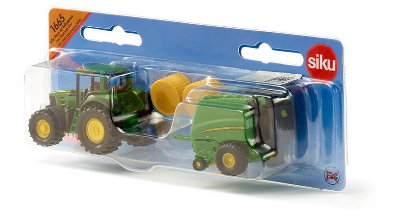 Tractor John Deere cu presa de balotat, Siku 1665